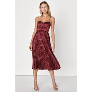 Lulu's Burgundy Pleated Midi Slip Dress